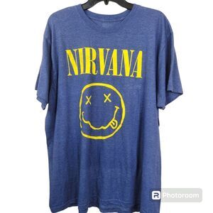 Nirvana Frontside Spellout Happy Face Short Sleeve Crewneck Tee 2XL